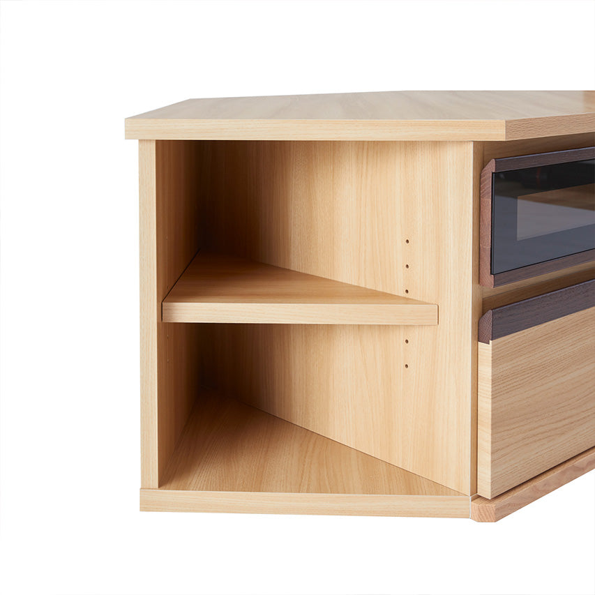 地域限定配送無料✨モーブル　オークブラウン　テレビ台　110cm 美品 大川家具｜モーブル ローボード コーナータイプ テレビ台 収納付き