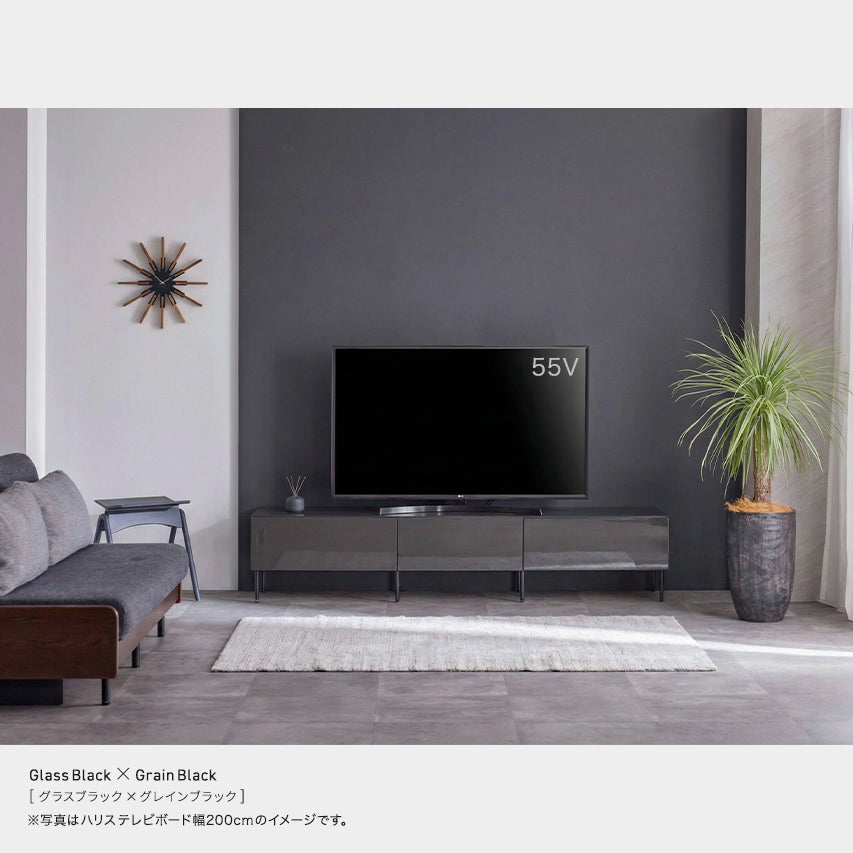 ブラック テレビ台｜大川家具 ハリス テレビボード｜前面ガラス