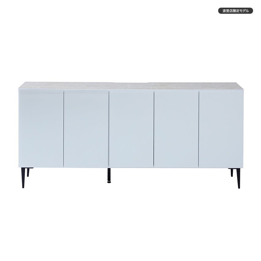 サイドボード 幅180cm LISBON / リスボン ガラス 大理石調 大川家具 モーブル【開梱設置無料】