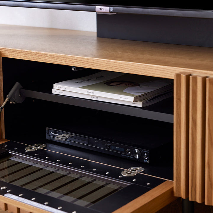 大川家具 モーブル TVボード 幅220cm ｜ オーク無垢材の縦格子が美しい