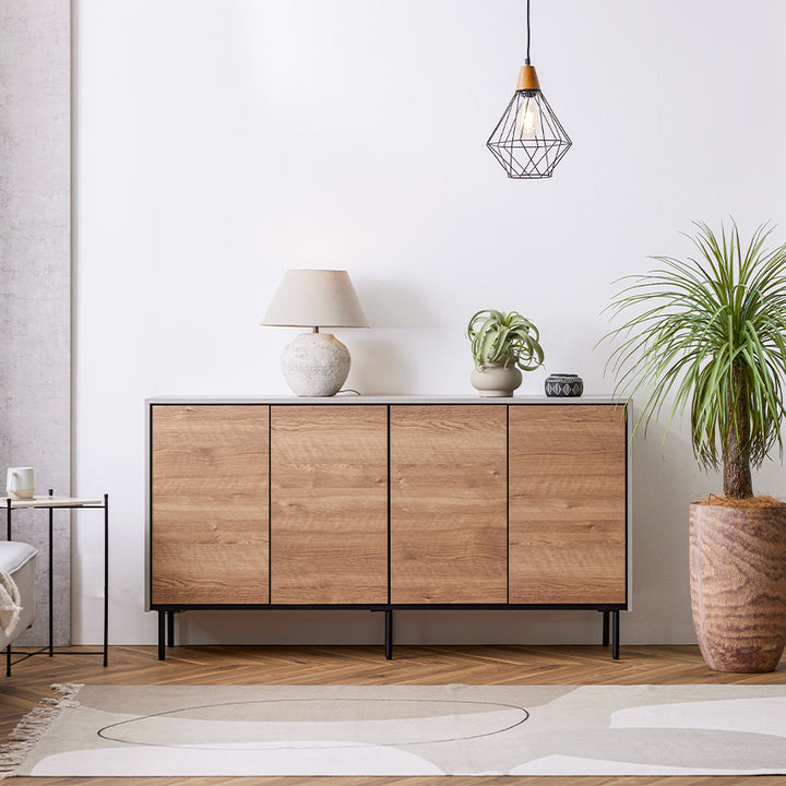 リビング収納 異素材感を楽しむサイドボード 幅145cm｜ Leo / レオ