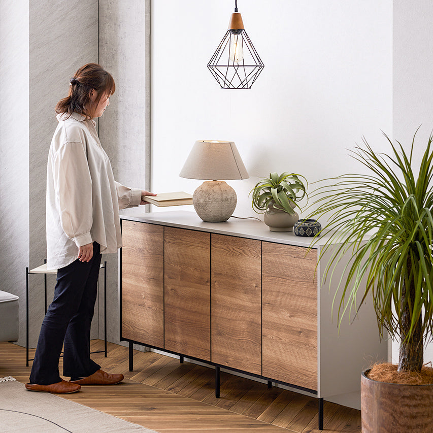 レオページ リビング収納 異素材感を楽しむサイドボード 幅145cm｜ Leo / レオ