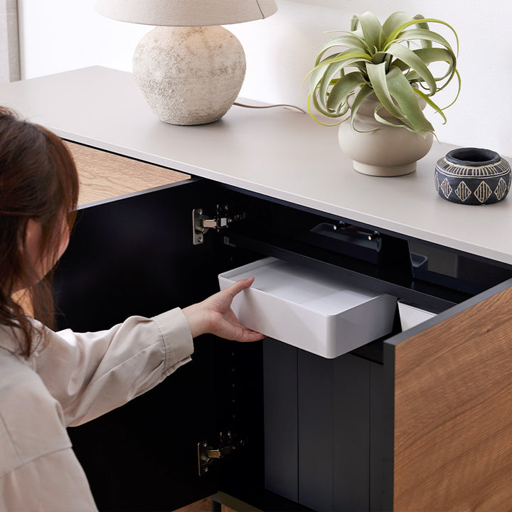 リビング収納 異素材感を楽しむサイドボード 幅145cm｜ Leo / レオ