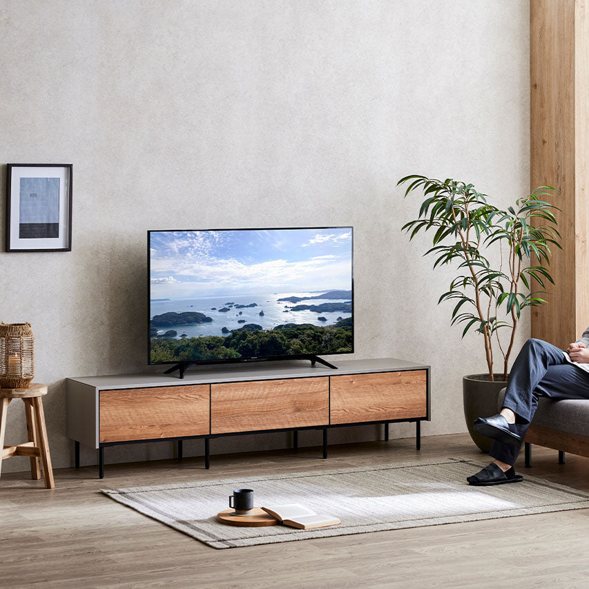 テレビボード 幅180cm Leo / レオ 扉を閉めたままリモコン操作可能 大川家具 モーブル 【開梱設置無料】
