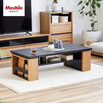 リビングテーブル 幅120cm MLT-233 / ローテーブル | 大川家具 モーブル 【開梱設置無料】 ｜  傷・汚れに強いメラミン天板  収納付き