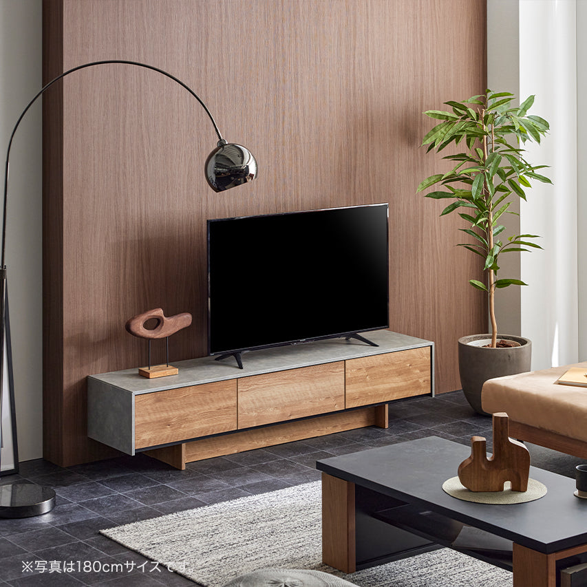 テレビボード 幅180cm RulerⅡ /ルーラー2 扉を閉めたままリモコン操作可能 モルタル調 大川家具 モーブル 【開梱設置無料】