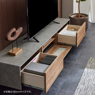 テレビボード 幅180cm RulerⅡ /ルーラー2 扉を閉めたままリモコン操作可能 モルタル調 大川家具 モーブル 【開梱設置無料】