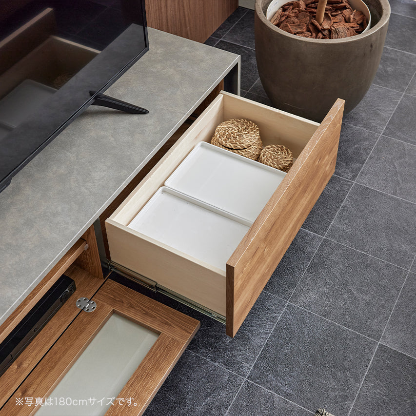 テレビボード 幅180cm RulerⅡ /ルーラー2 扉を閉めたままリモコン操作可能 モルタル調 大川家具 モーブル 【開梱設置無料】