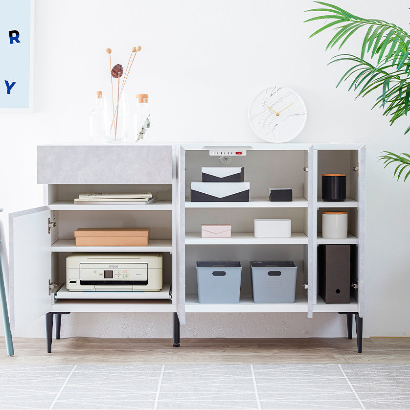 よる@大幅値下げ中ページ サイドボード 幅130cm LEAD / リード プリンター収納 モルタル調 大川