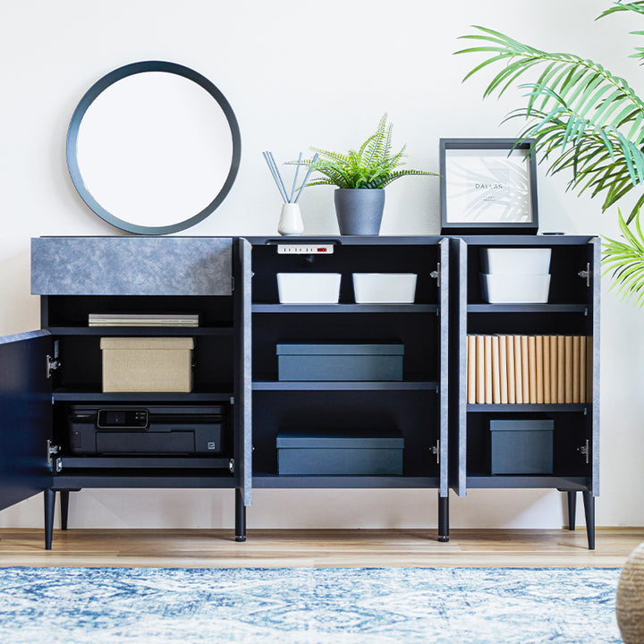 サイドボード 幅150cm LEAD / リード プリンター収納 モルタル調 大川