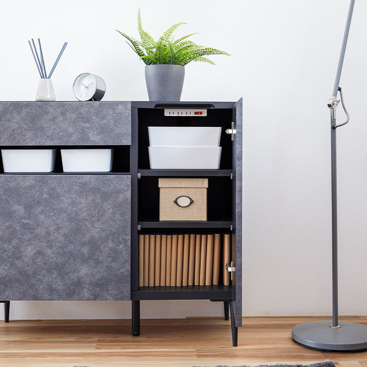 サイドボード 幅90cm LEAD / リード プリンター収納 モルタル調 大川