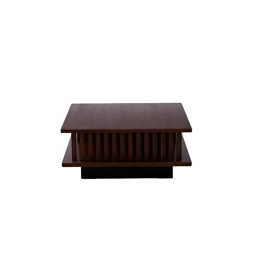 リビングテーブル 正方形 幅80cm LUKE/ルーク 大川家具 モーブル ｜贅沢に施された職人技術の縦格子